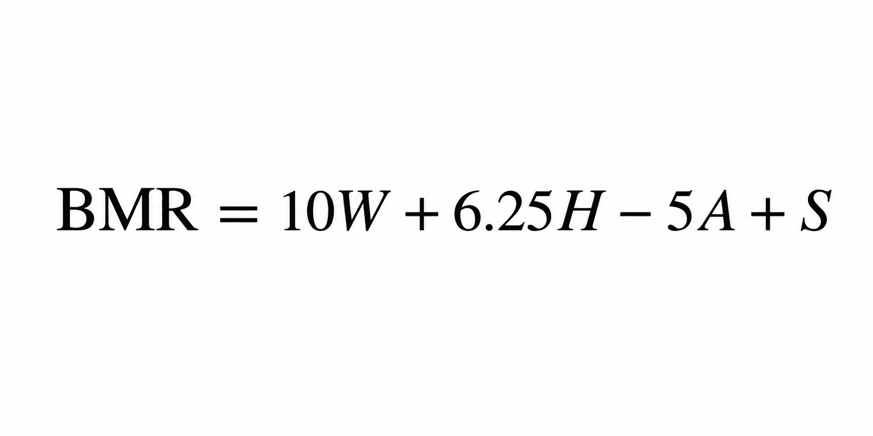 BMR formula using the Mifflin-St Jeor equation